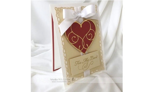 For My Love Red & Gold Heart