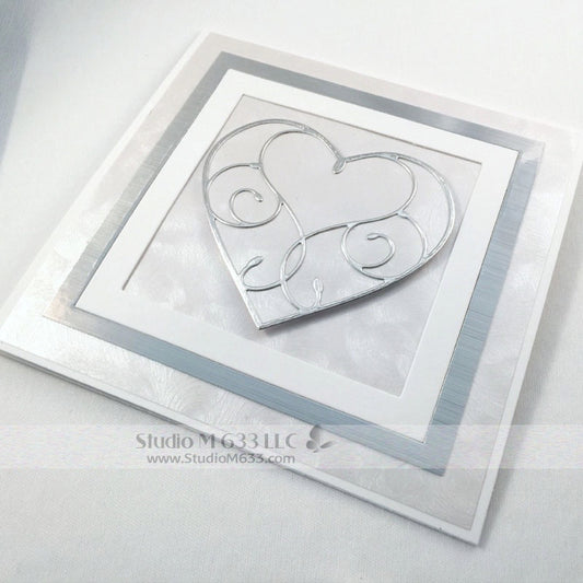 Silver & Pearl Heart Card