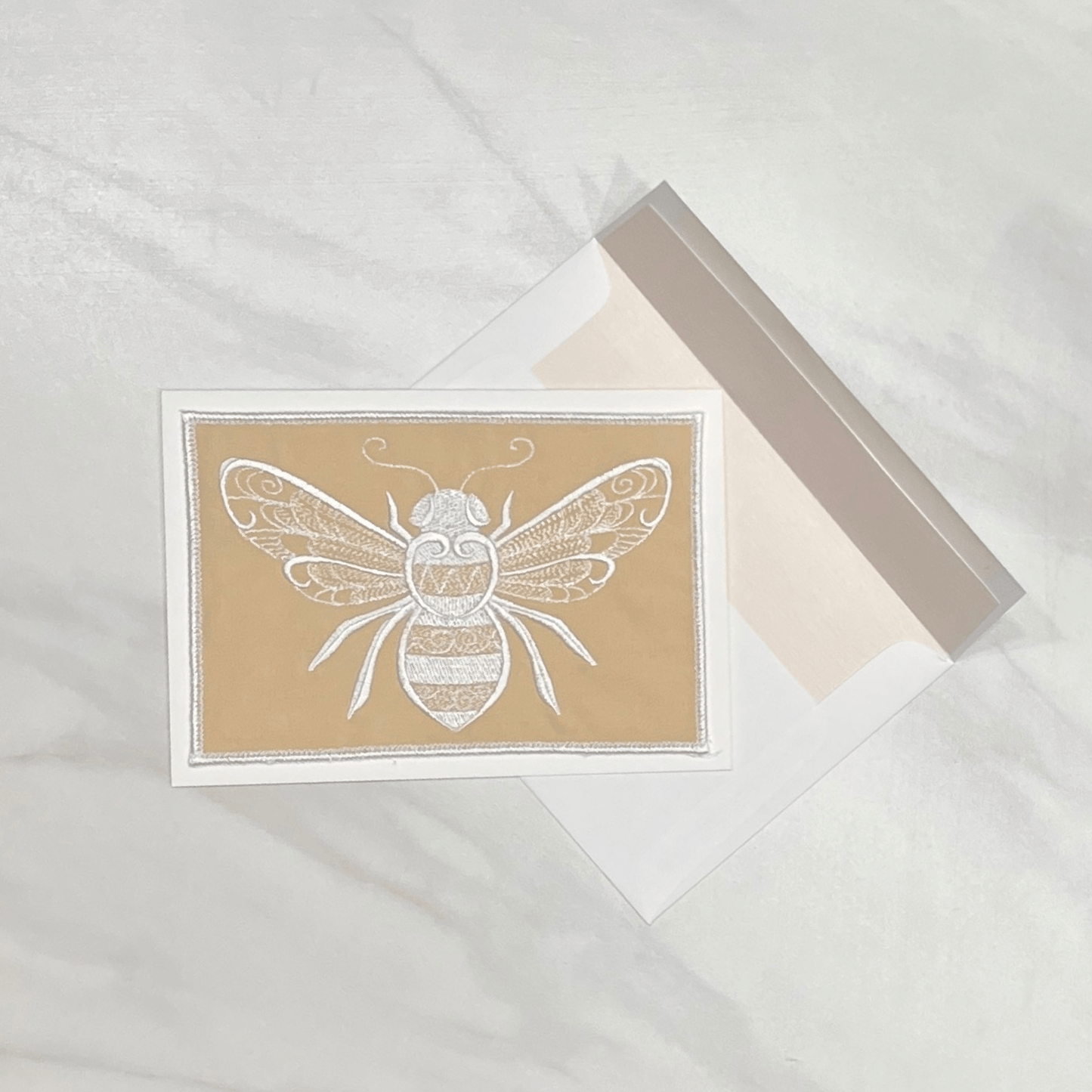 A7 Embroidered Bee Folded Note Card