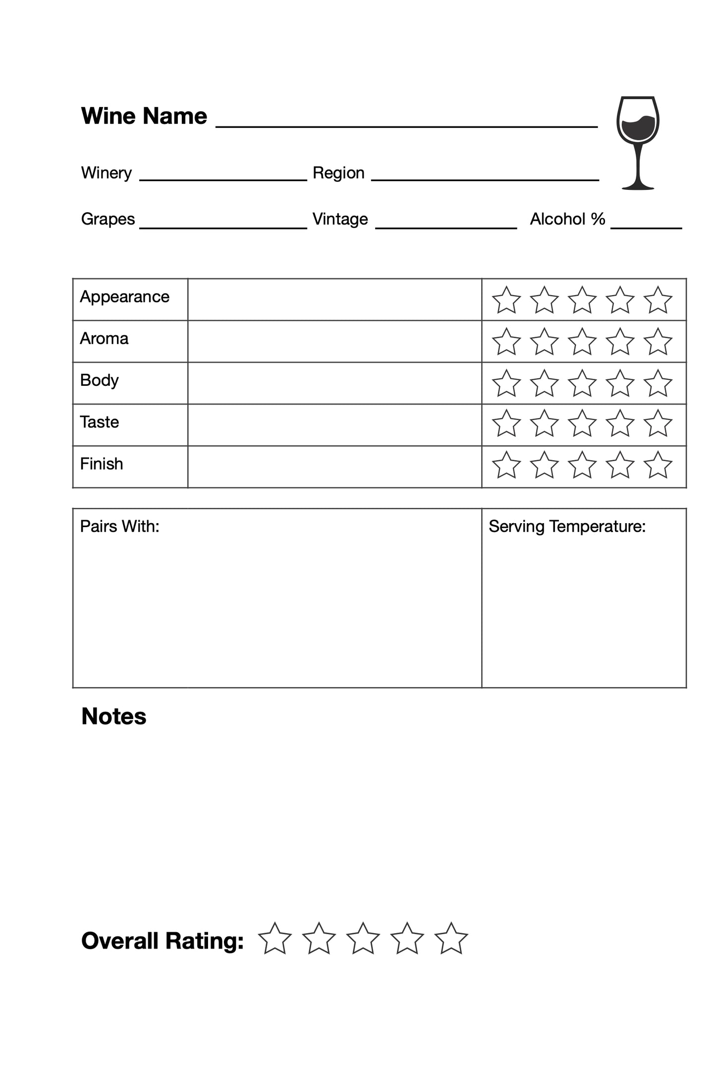 Journal, Wine Review Journal (Coil Binding) - Commercially Printed