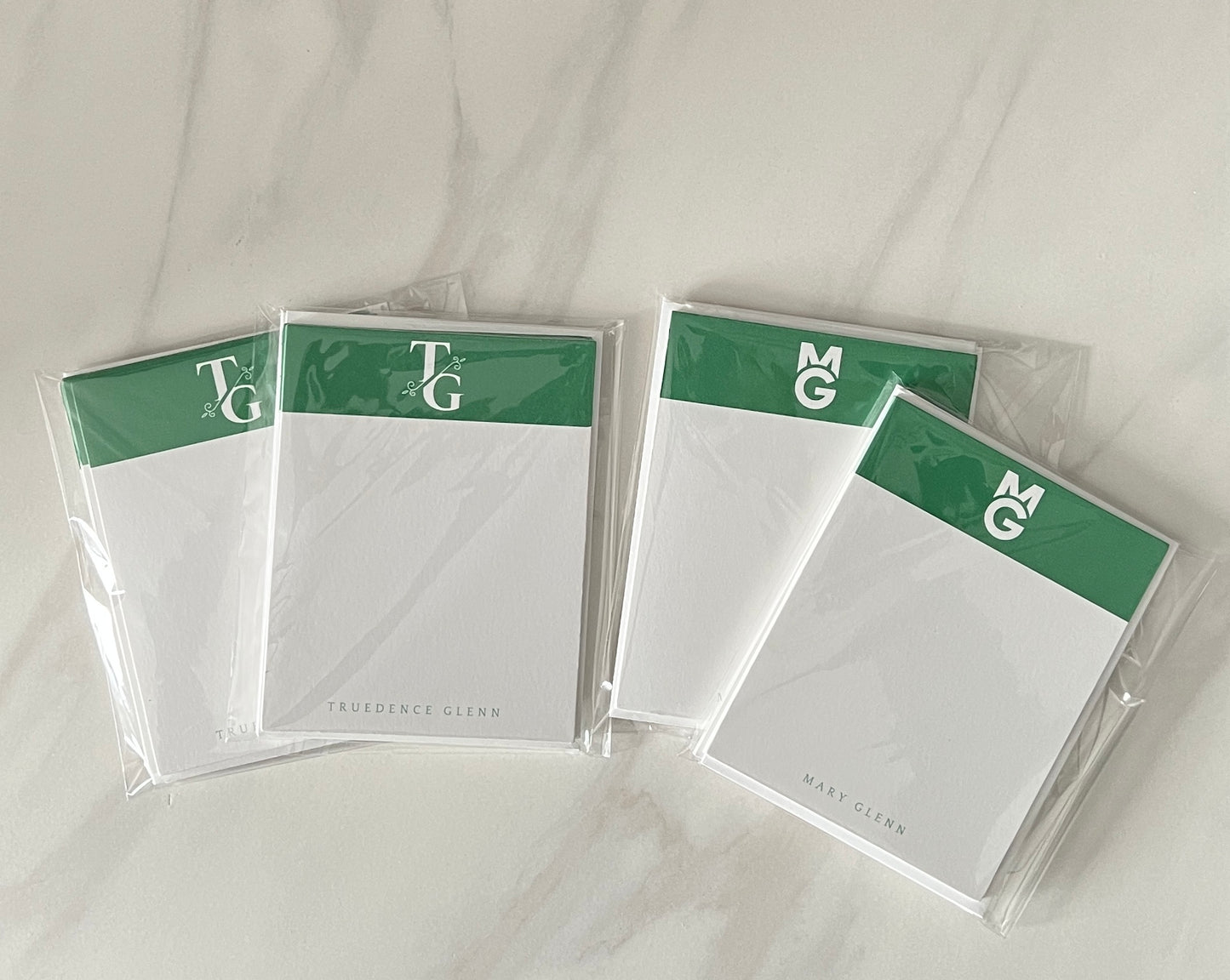 A2 Flat Printed Monogrammed Card Set