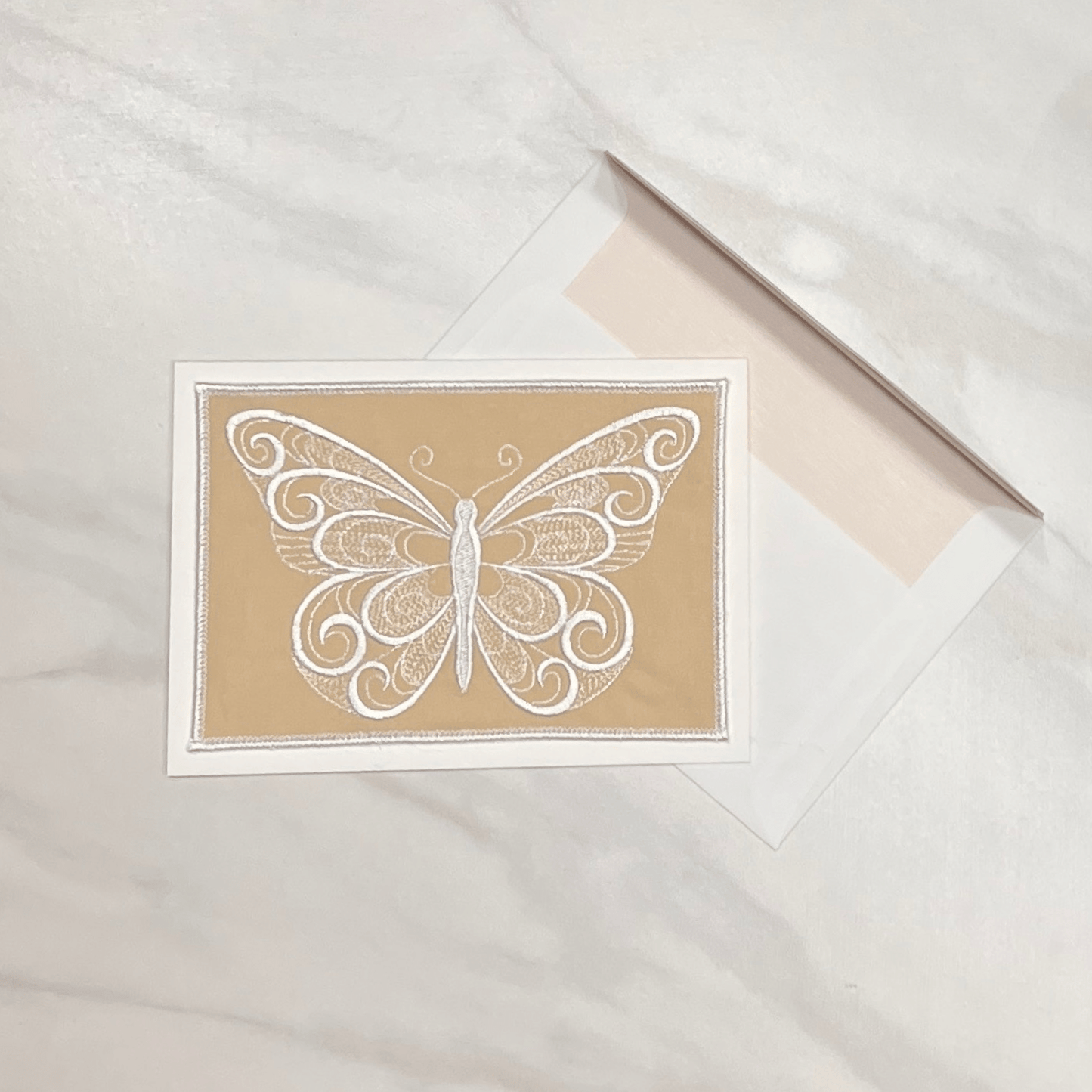 A7 Embroidered Butterfly Folded Note Card