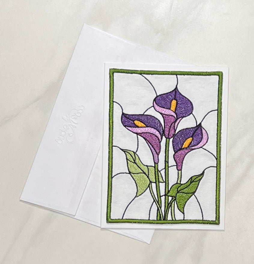 Embroidered Calla Lily Card (custom sized)